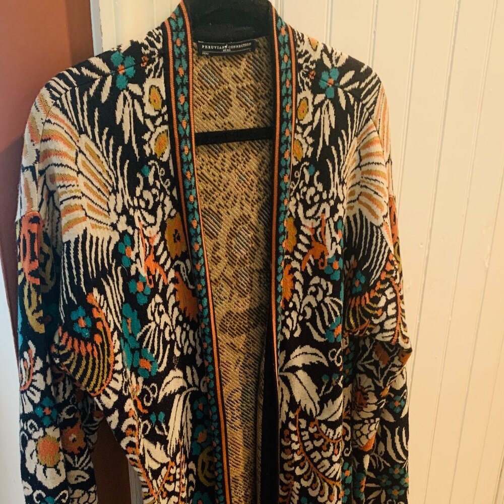 Peruvian Connection Animal Print Sweater Topper